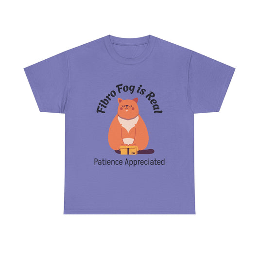 Funny Cat Tee - Fibro Fog is Real, Patient Apparel, Unique Gifts for Cat Lovers, Relaxed Style, Mental Health Awareness T-Shirt