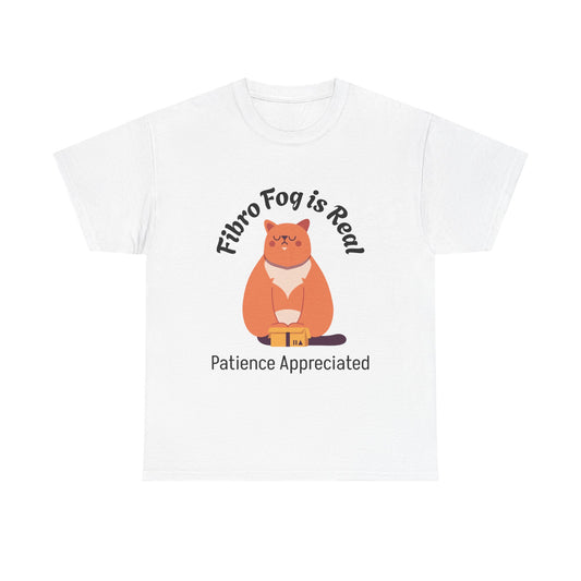 Funny Cat Tee - Fibro Fog is Real, Patient Apparel, Unique Gifts for Cat Lovers, Relaxed Style, Mental Health Awareness T-Shirt